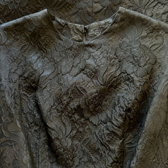 SALE 🔥 60s Pencil Dress Black Jacquard Midi Dress Size Small Mrs. Maisel Madmen - Picture 7 of 8